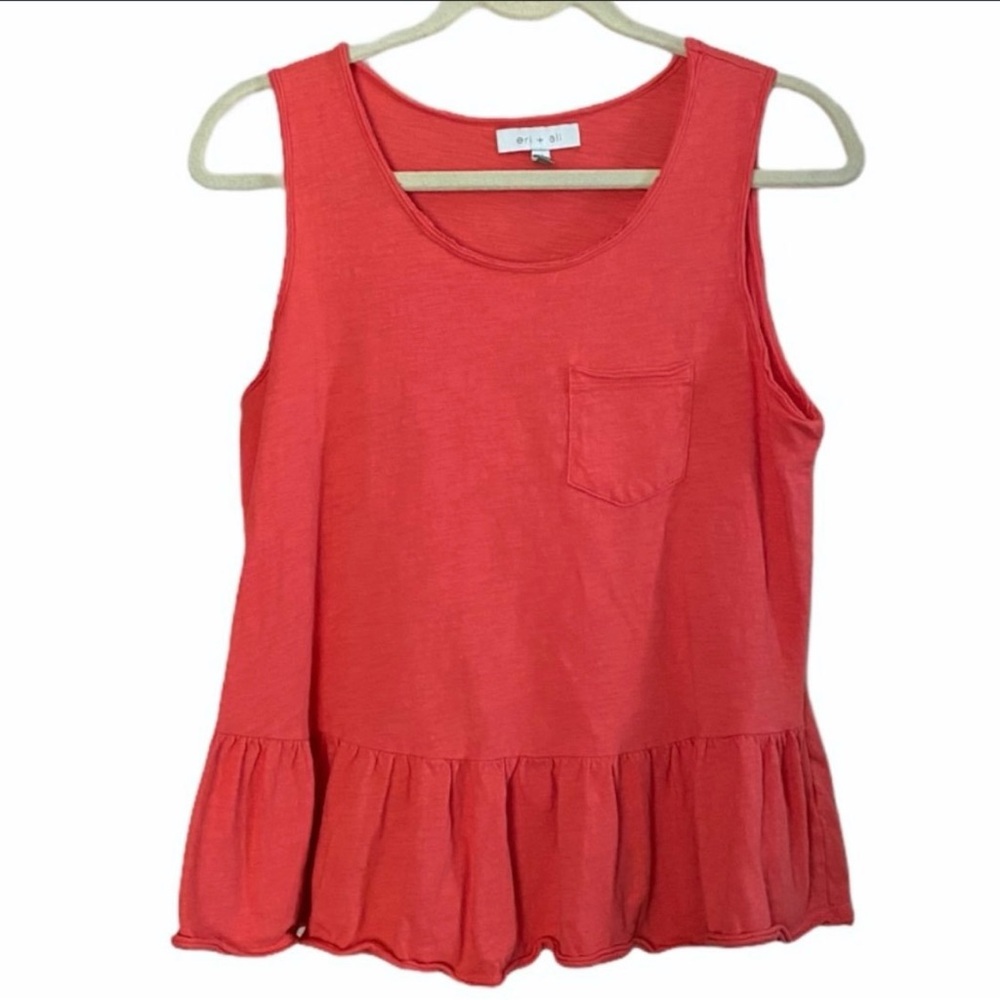 Anthropologie Er + Ali Coral Ruffle Hem Tank Size Medium